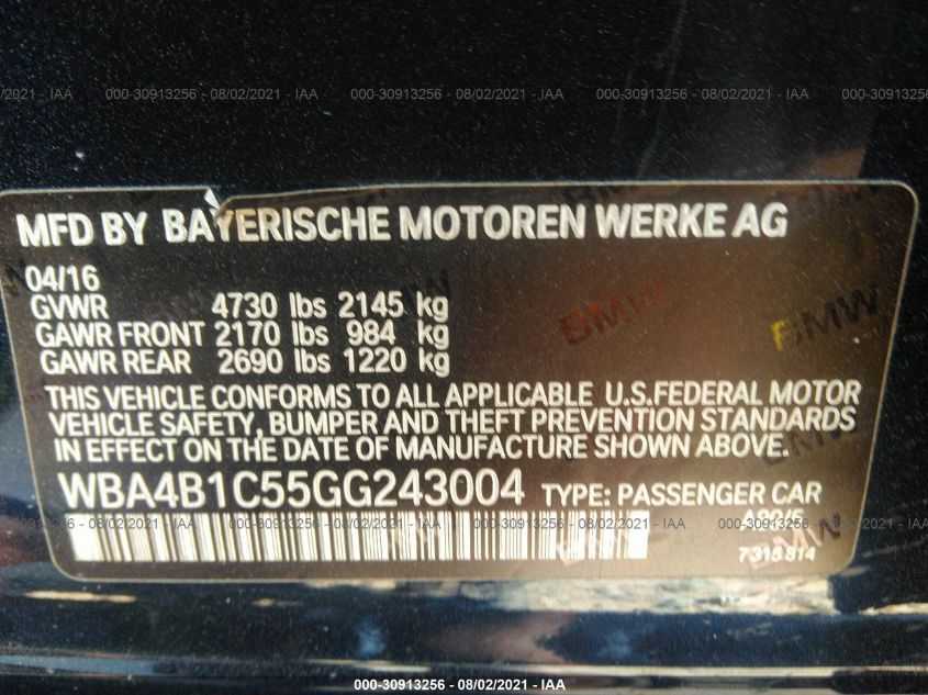 2016 BMW 4 SERIES 435I WBA4B1C55GG243004