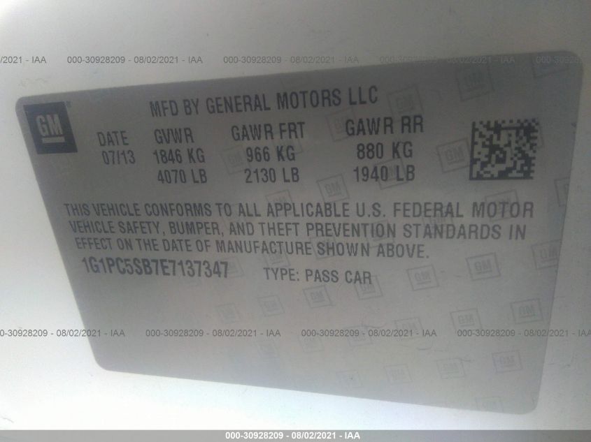 2014 CHEVROLET CRUZE 1LT 1G1PC5SB7E7137347