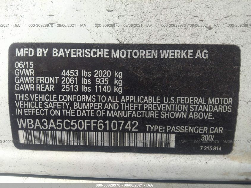 2015 BMW 3 SERIES 328I WBA3A5C50FF610742