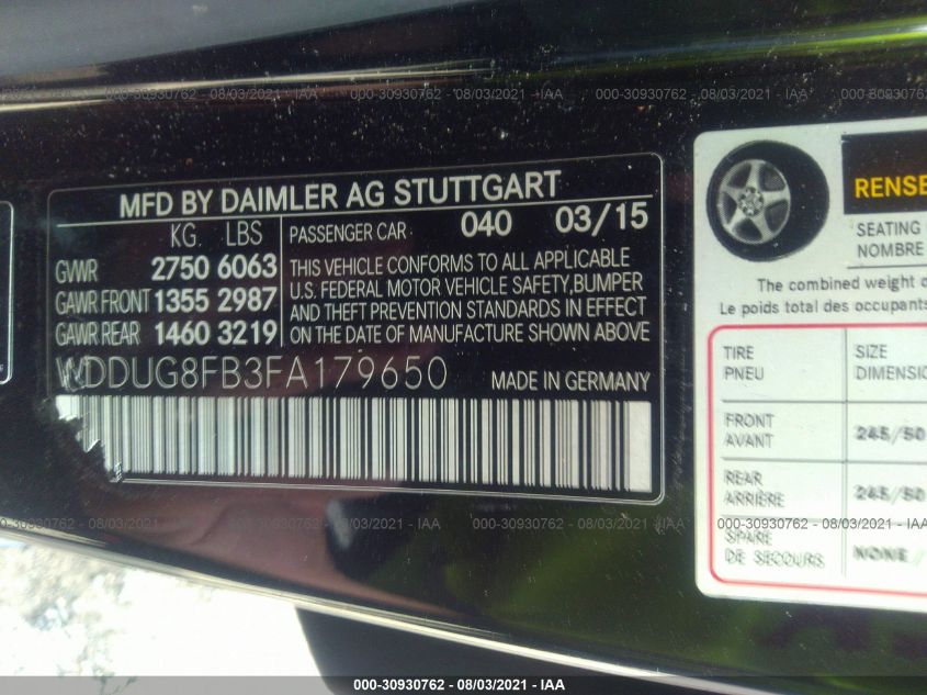 2015 MERCEDES-BENZ S 550 4MATIC - WDDUG8FB3FA179650
