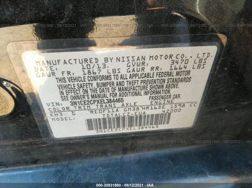 2014 NISSAN VERSA NOTE S PLUS 3N1CE2CPXEL384465