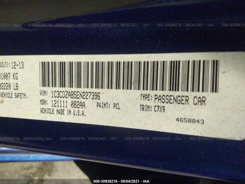 2014 DODGE AVENGER SE 1C3CDZAB5EN227396