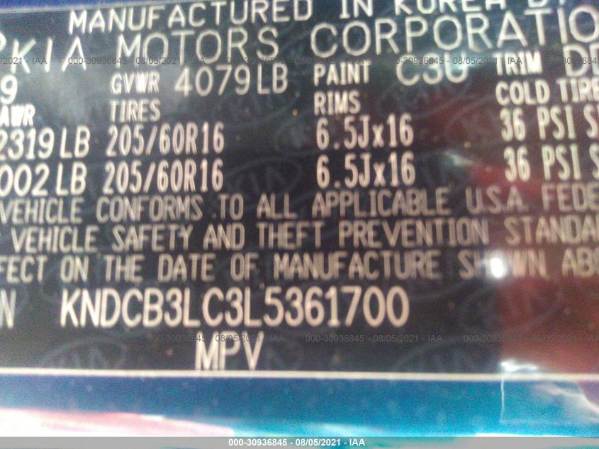 2020 KIA NIRO LX KNDCB3LC3L5361700