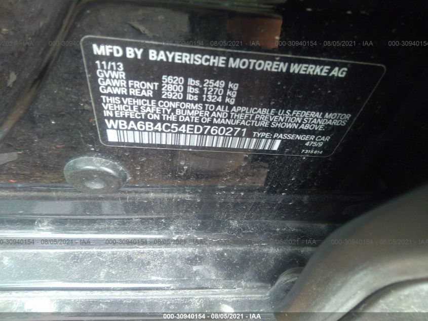 2014 BMW 6 SERIES 650I XDRIVE WBA6B4C54ED760271