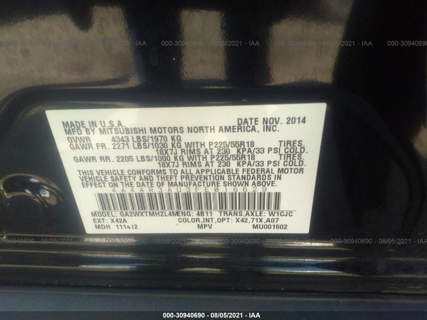 2015 MITSUBISHI OUTLANDER SPORT ES 4A4AR3AU3FE016629