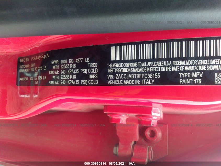 2015 JEEP RENEGADE LATITUDE ZACCJABT9FPC36155