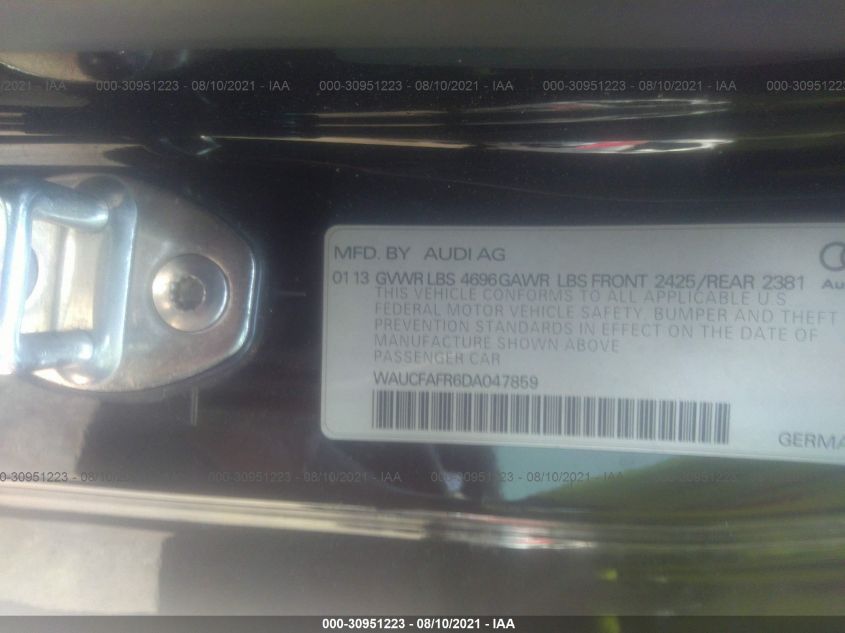 2013 AUDI A5 PREMIUM WAUCFAFR6DA047859