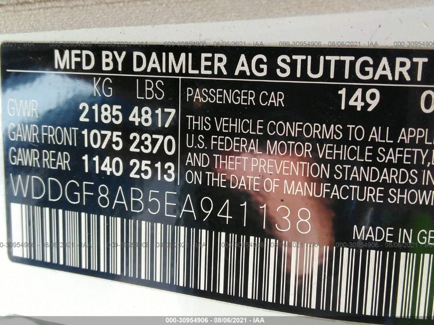 2014 MERCEDES-BENZ C-CLASS C 300 WDDGF8AB5EA941138