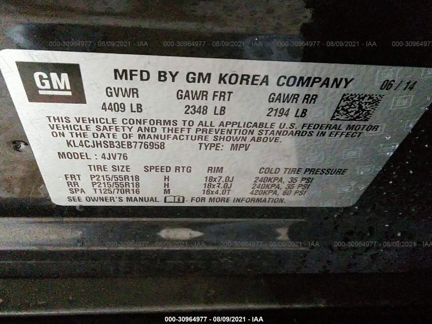 2014 BUICK ENCORE PREMIUM KL4CJHSB3EB776958