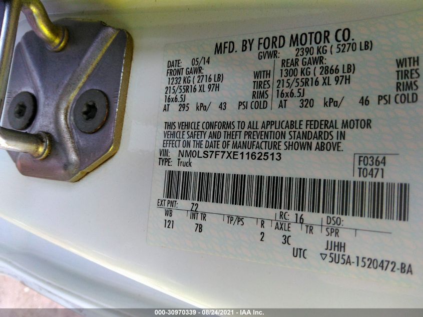 2014 FORD TRANSIT CONNECT XLT NM0LS7F7XE1162513
