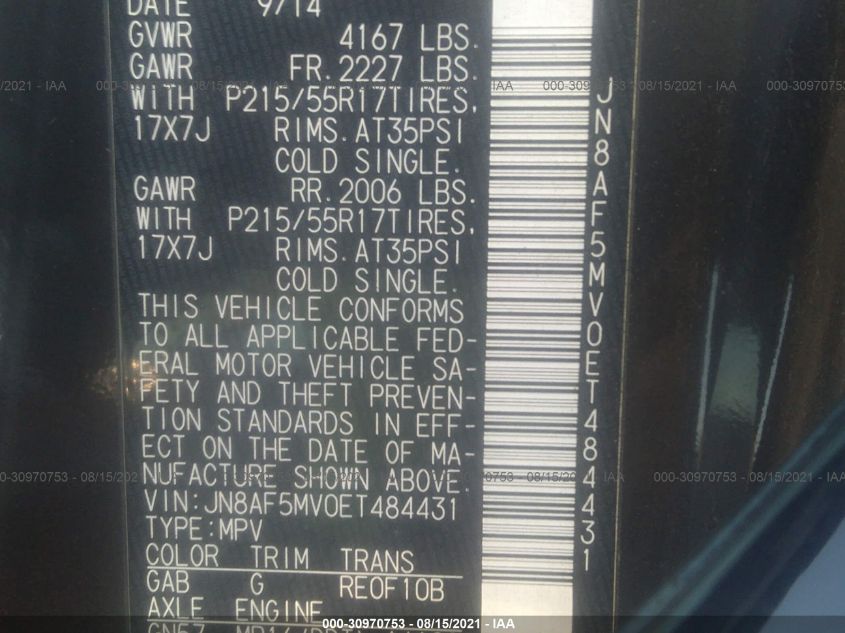 2014 NISSAN JUKE S JN8AF5MV0ET484431