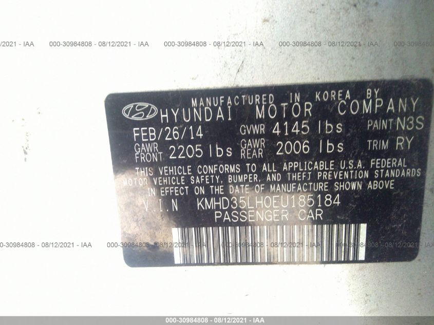 2014 HYUNDAI ELANTRA GT KMHD35LH0EU185184