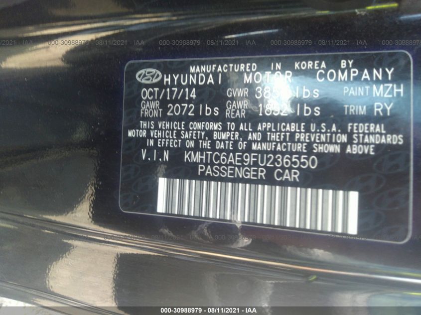 2015 HYUNDAI VELOSTER TURBO KMHTC6AE9FU236550