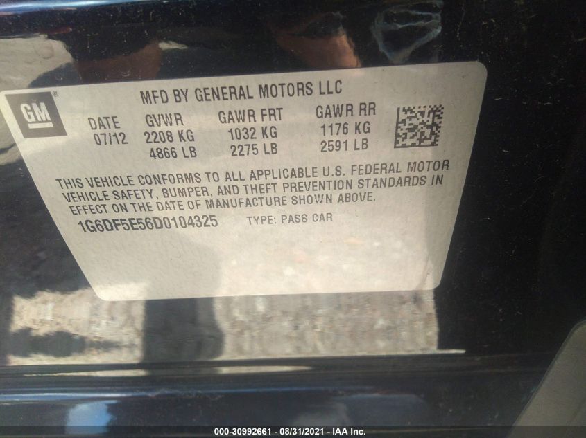 2013 CADILLAC CTS SEDAN LUXURY 1G6DF5E56D0104325