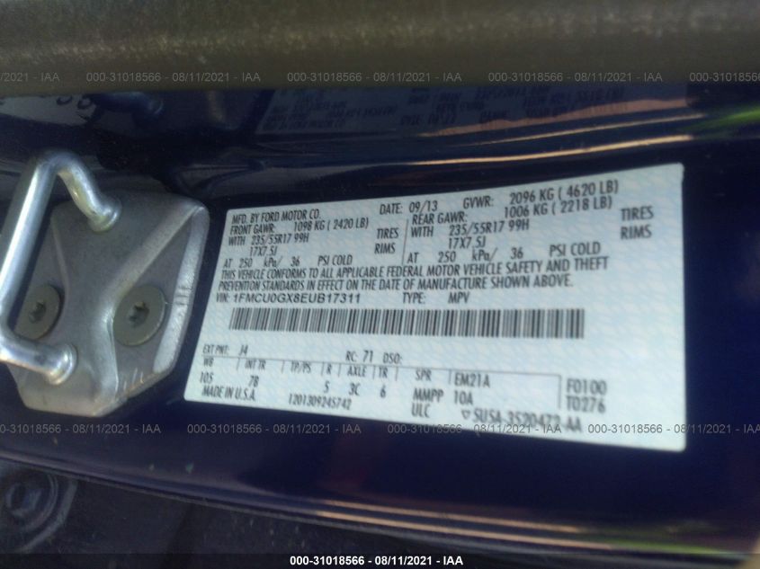 2014 FORD ESCAPE SE 1FMCU0GX8EUB17311