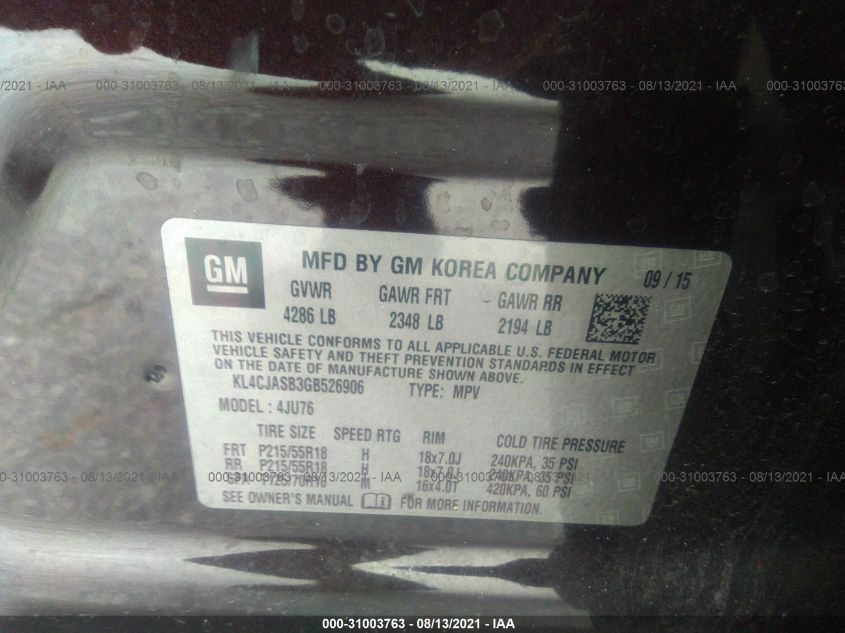 2016 BUICK ENCORE KL4CJASB3GB526906