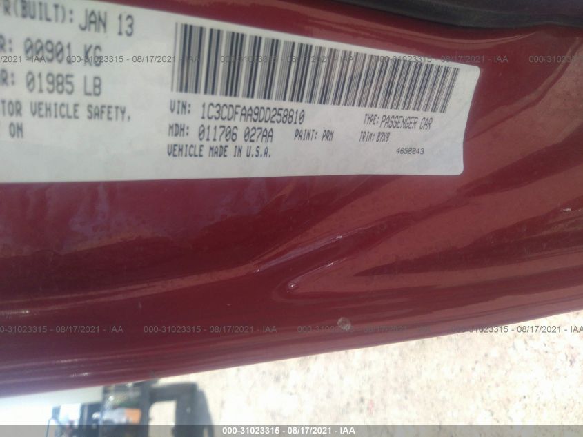 2013 DODGE DART SE 1C3CDFAA9DD258810