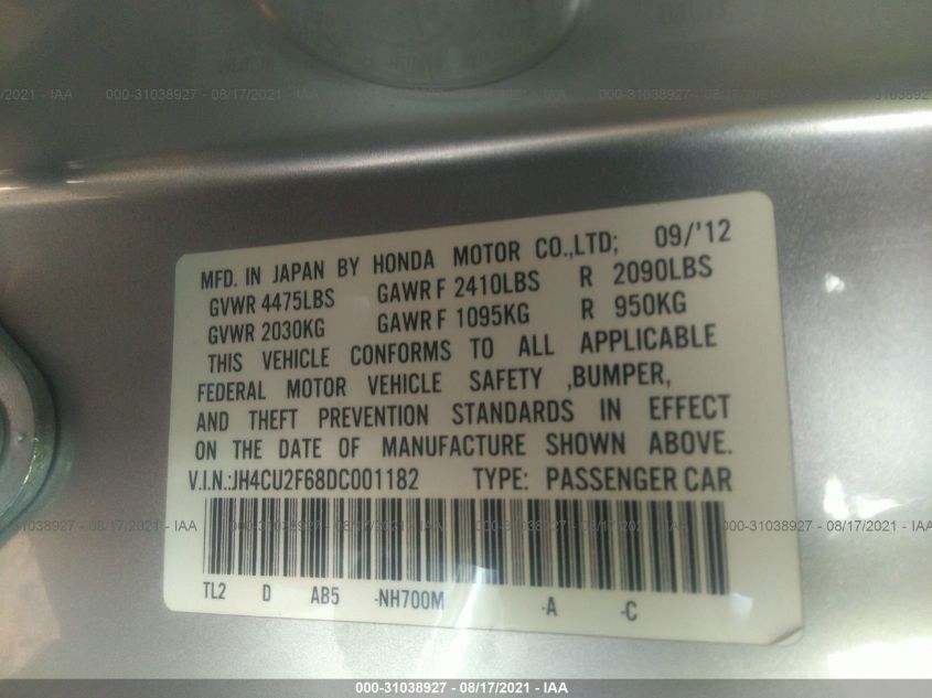 2013 ACURA TSX TECH PKG JH4CU2F68DC001182