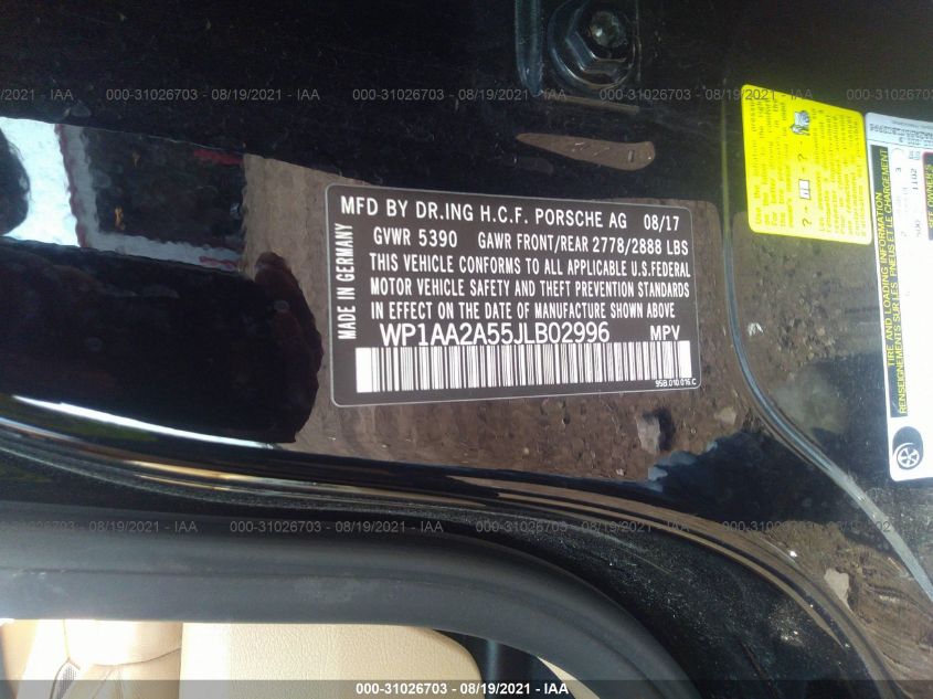2018 PORSCHE MACAN WP1AA2A55JLB02996