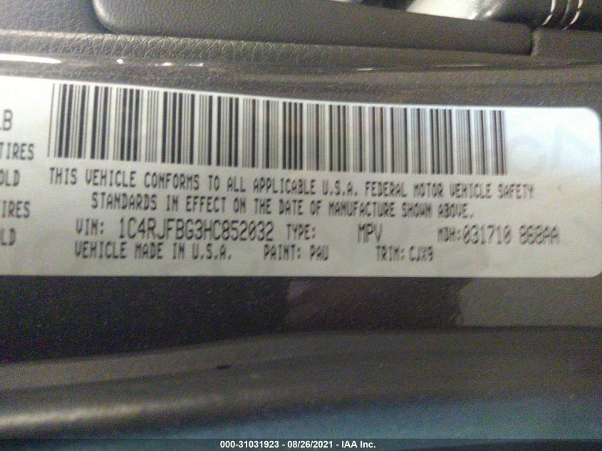 2017 JEEP GRAND CHEROKEE LIMITED 1C4RJFBG3HC852032