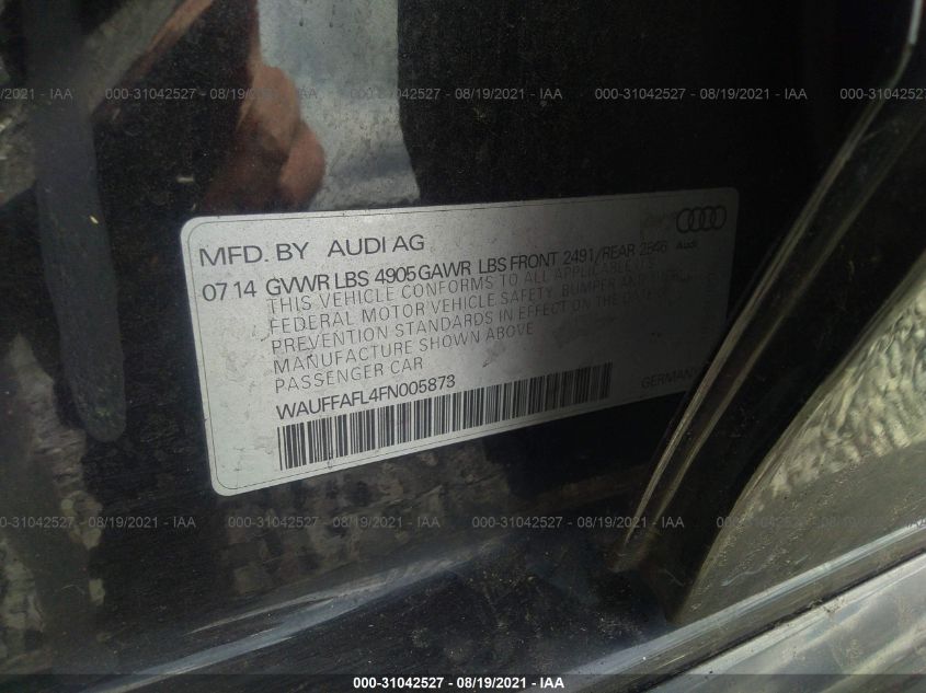 2015 AUDI A4 PREMIUM PLUS WAUFFAFL4FN005873