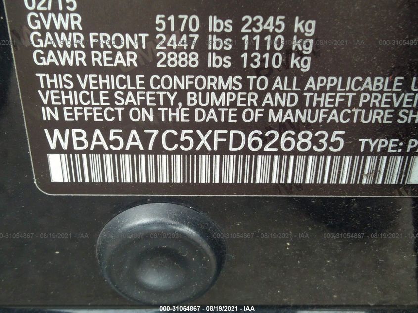 2015 BMW 5 SERIES 528I XDRIVE WBA5A7C5XFD626835