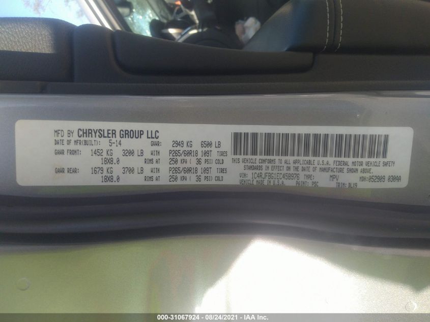 2014 JEEP GRAND CHEROKEE LIMITED 1C4RJFBG1EC458976