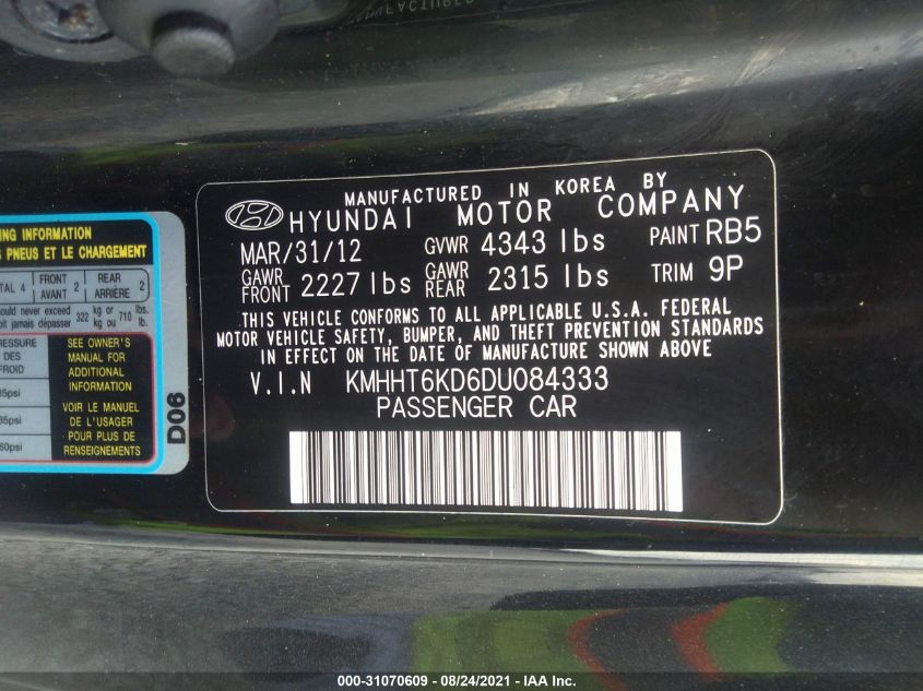 2013 HYUNDAI GENESIS COUPE 2.0T KMHHT6KD6DU084333