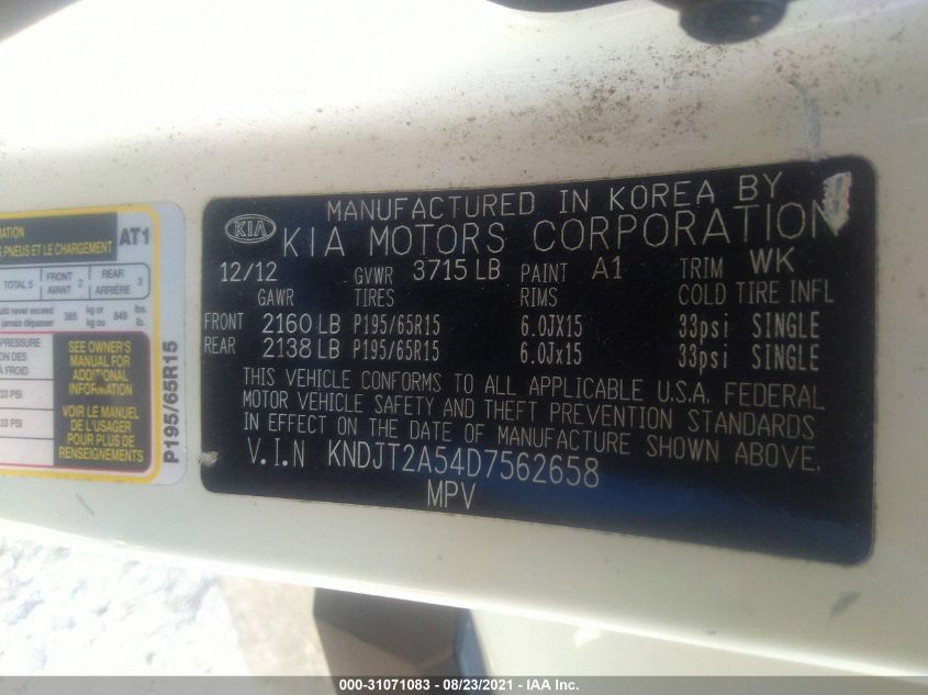 2013 KIA SOUL BASE KNDJT2A54D7562658