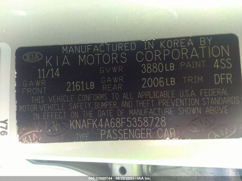 2015 KIA FORTE LX KNAFK4A68F5358728