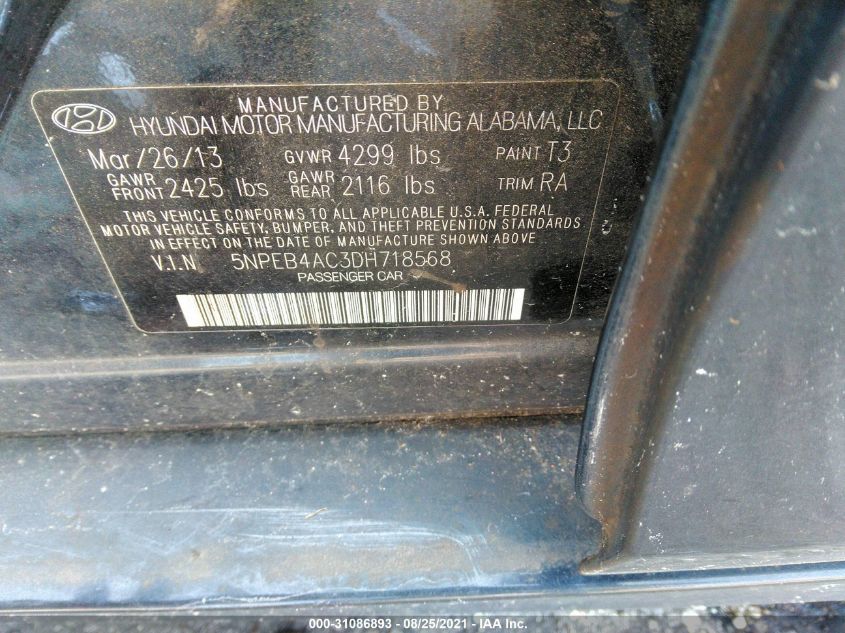 2013 HYUNDAI SONATA GLS 5NPEB4AC3DH718568