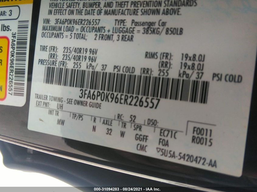 2014 FORD FUSION TITANIUM 3FA6P0K96ER226557