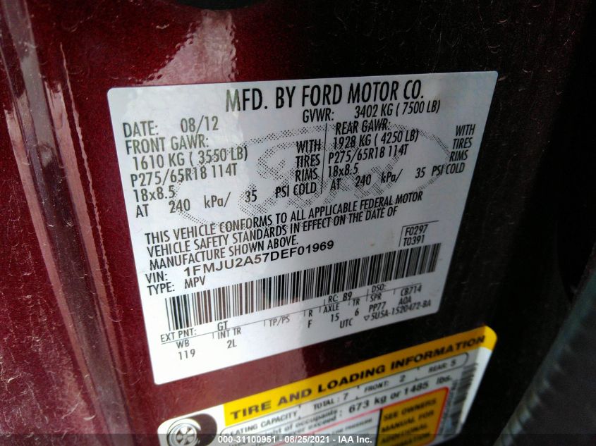 2013 FORD EXPEDITION LIMITED 1FMJU2A57DEF01969
