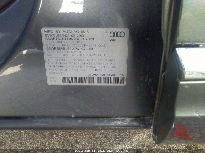 2016 AUDI Q5 PREMIUM WA1C2AFP5GA018025