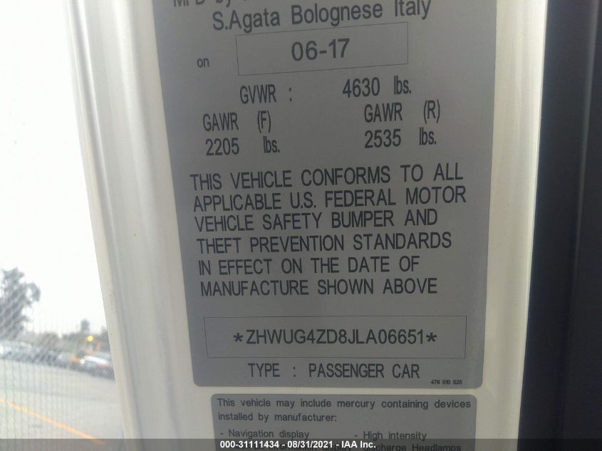 VIN: ZHWUG4ZD8JLA06651 | LAMBORGHINI AVENTADOR 2018 S Cream 6.5L