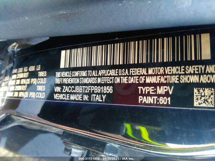 2015 JEEP RENEGADE LATITUDE ZACCJBBT2FPB91856