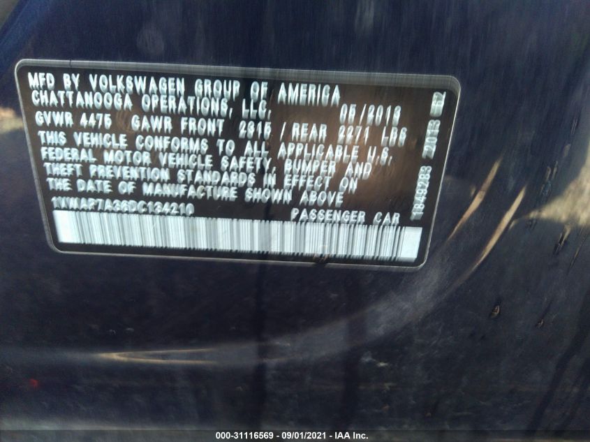 2013 VOLKSWAGEN PASSAT WOLFSBURG EDITION 1VWAP7A36DC134210