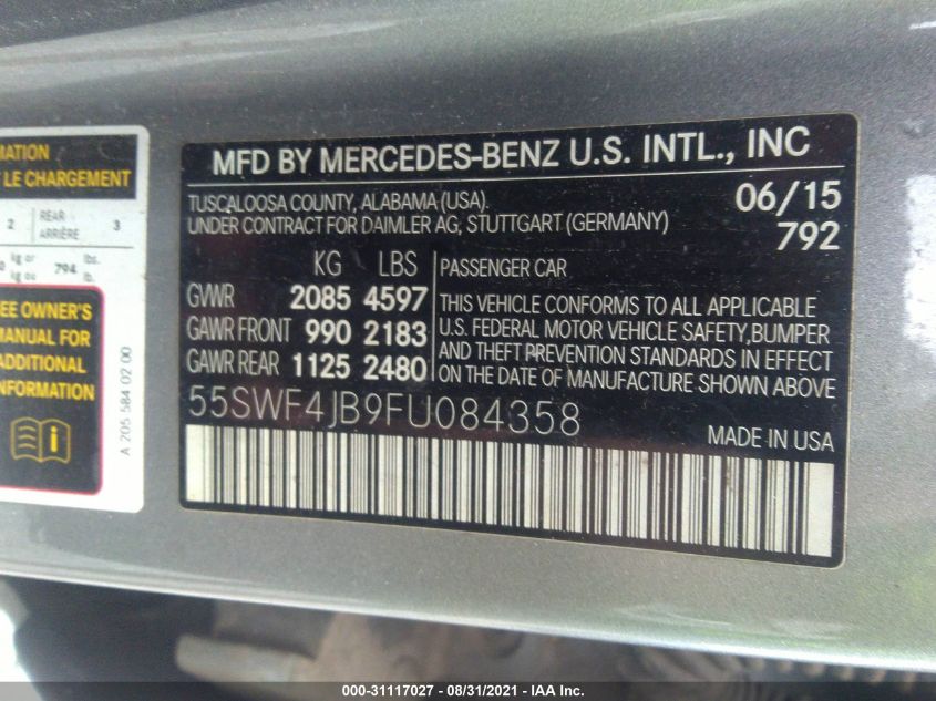 2015 MERCEDES-BENZ C-CLASS C 300 55SWF4JB9FU084358