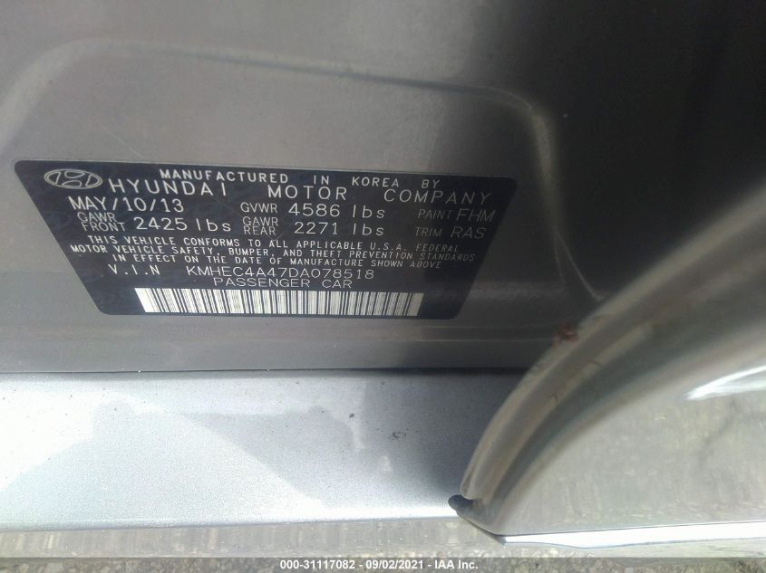 2013 HYUNDAI SONATA HYBRID KMHEC4A47DA078518