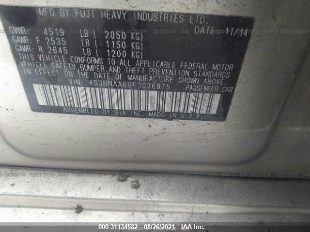 2015 SUBARU LEGACY 2.5I 4S3BNAA60F3036815