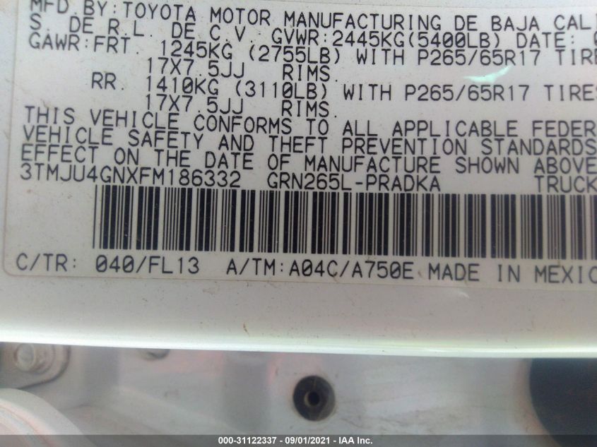 3TMJU4GNXFM186332 - 2015 Toyota Tacoma Delux Grade - #undefined