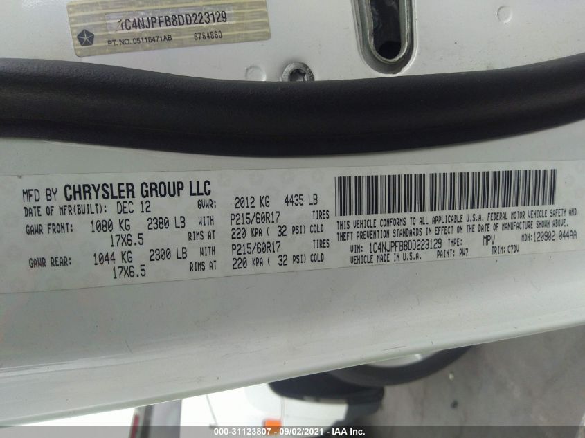 2013 JEEP PATRIOT LATITUDE 1C4NJPFB8DD223129
