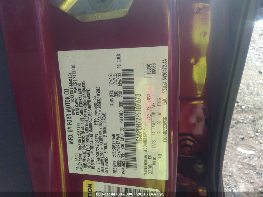 2015 FORD FUSION SE 1FA6P0H72F5107673