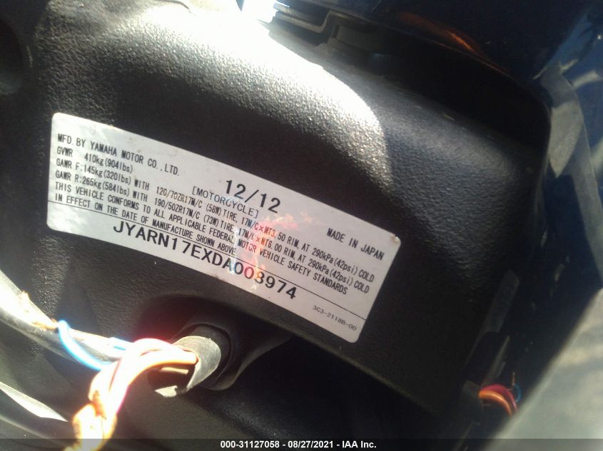2013 YAMAHA FZ1 S JYARN17EXDA008974