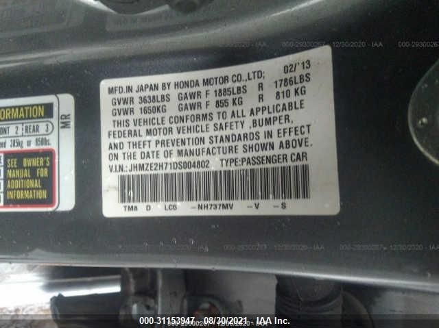 2013 HONDA INSIGHT EX JHMZE2H71DS004802
