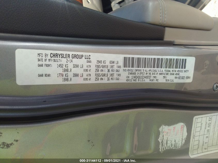 2014 DODGE DURANGO LIMITED 1C4RDHDG1EC449727