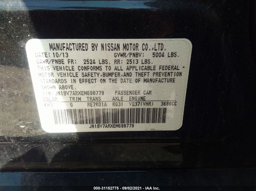 2014 INFINITI Q50 PREMIUM JN1BV7ARXEM698779