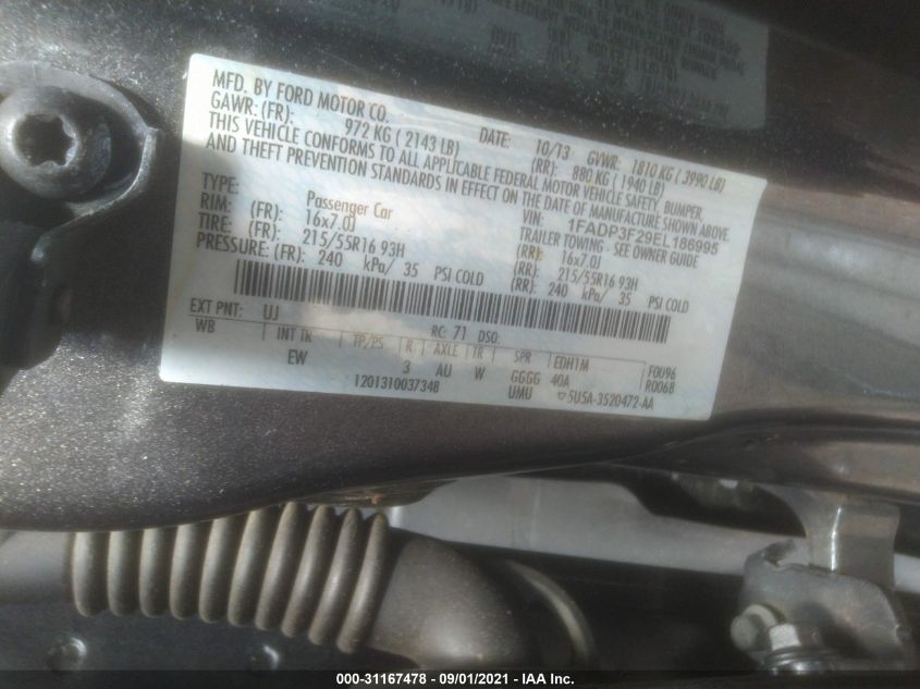 2014 FORD FOCUS SE 1FADP3F29EL186995