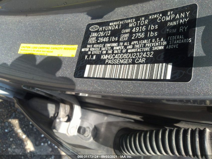 2013 HYUNDAI GENESIS 3.8L KMHGC4DD8DU232432