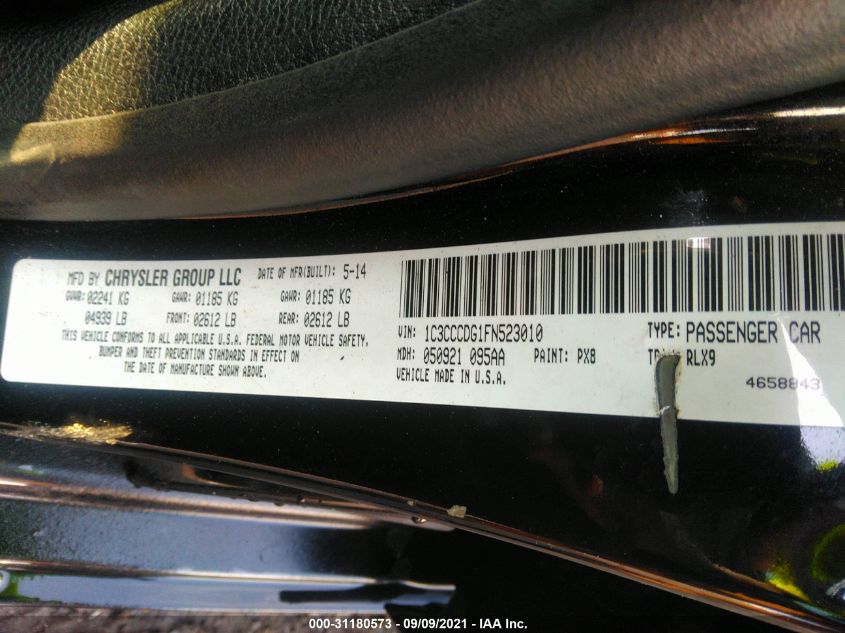 2015 CHRYSLER 200 S 1C3CCCDG1FN523010